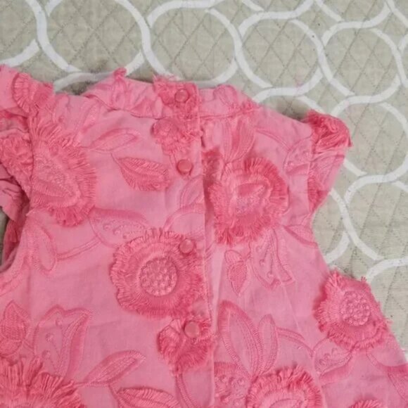 Janie and Jack Pink Floral Embroidered Ruffle Tiered Dress size 5 (A5) - Picture 5 of 7